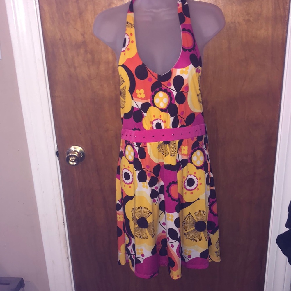 Colorful Floral Halter Dress